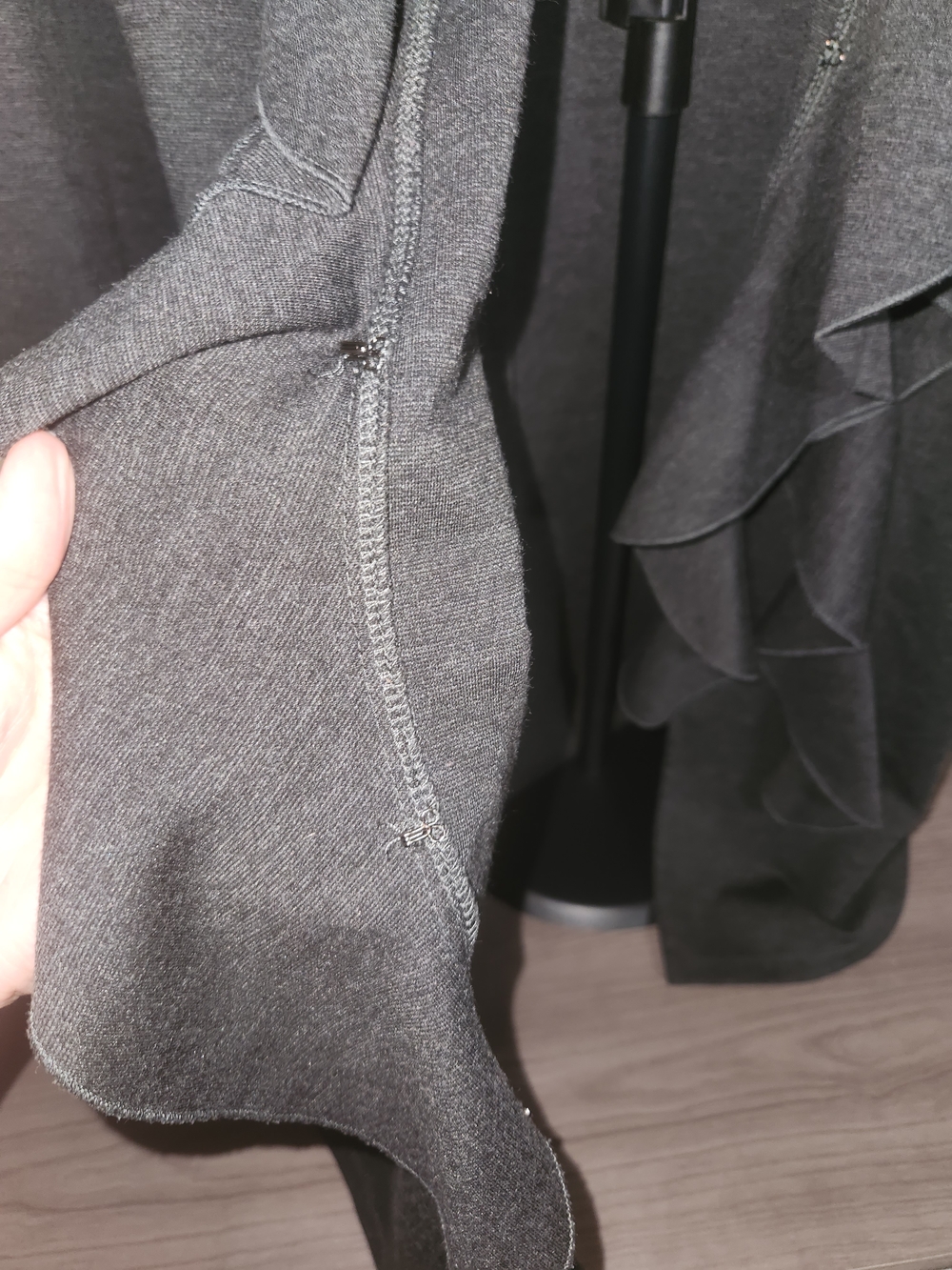 Cupio Charcoal Gray Ruffle-Front Women's Sweater Cardigan - Picture 2 of 5